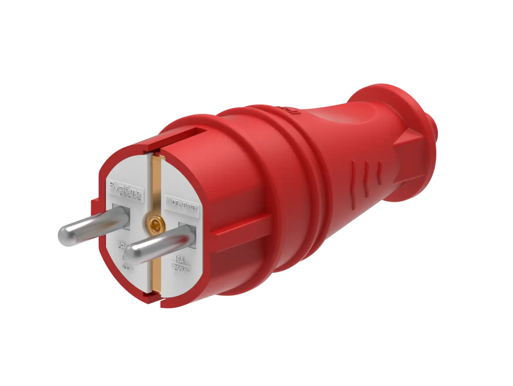 Вилка прямая IP44 красная