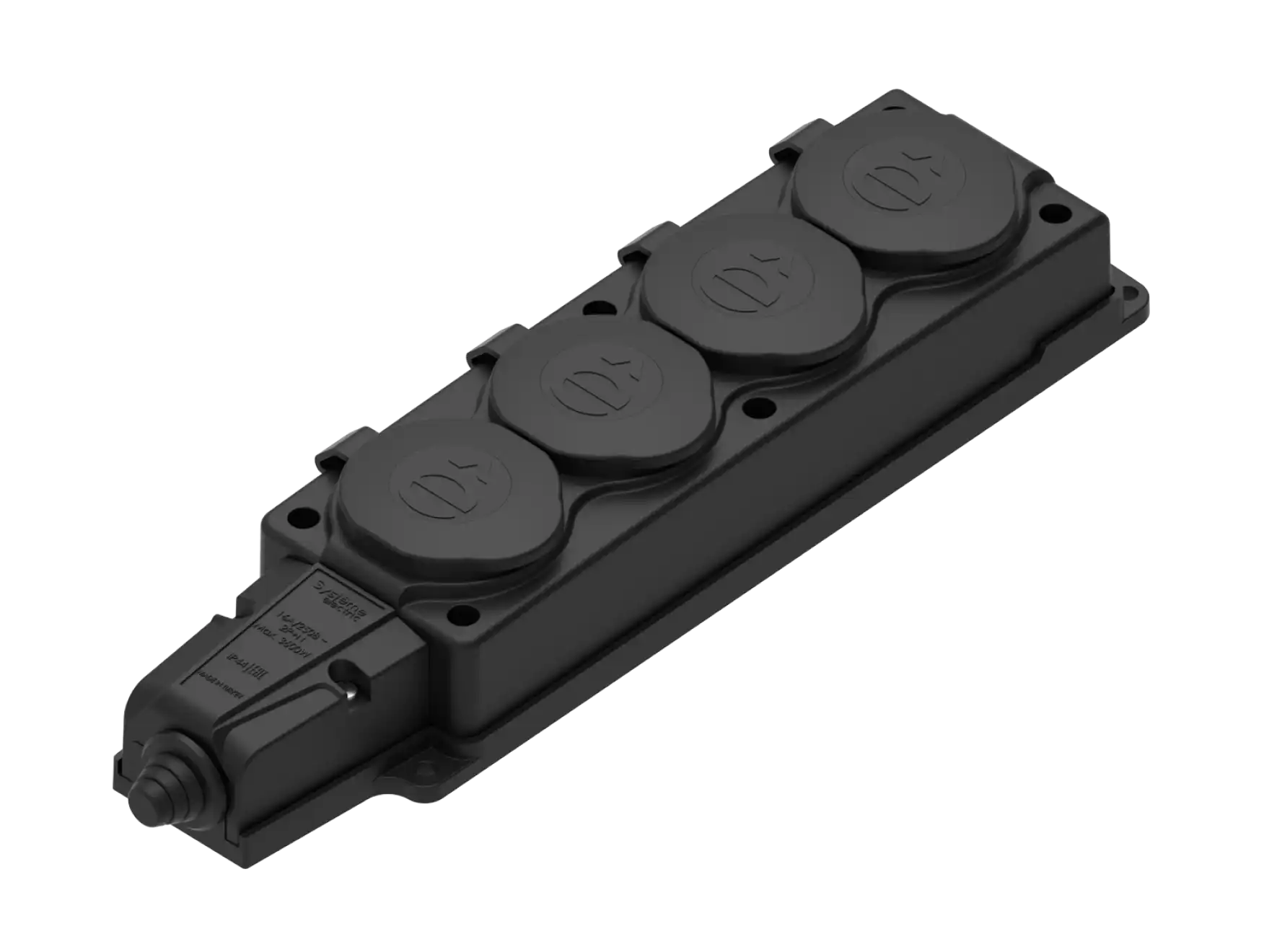 Колодка 4 поста IP44 черная