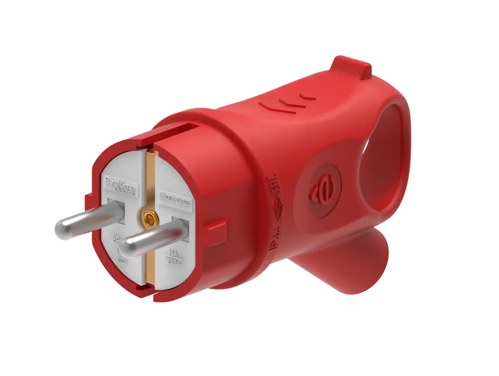 Вилка угловая IP44 красная