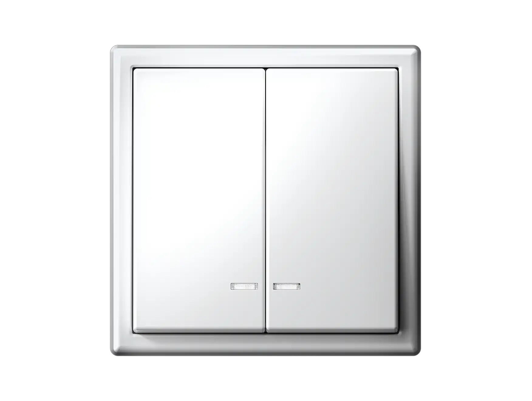 Выключатель двухклавишный с подсветкой, белый