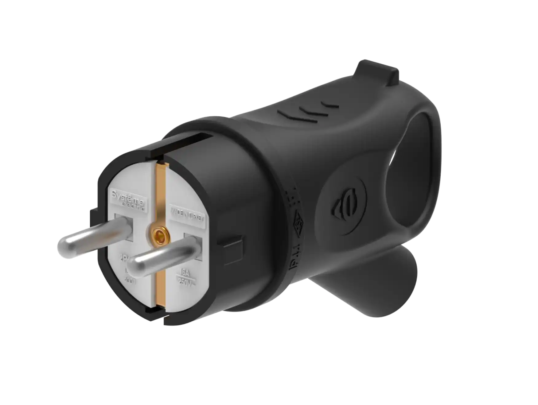 Вилка угловая IP44 черная