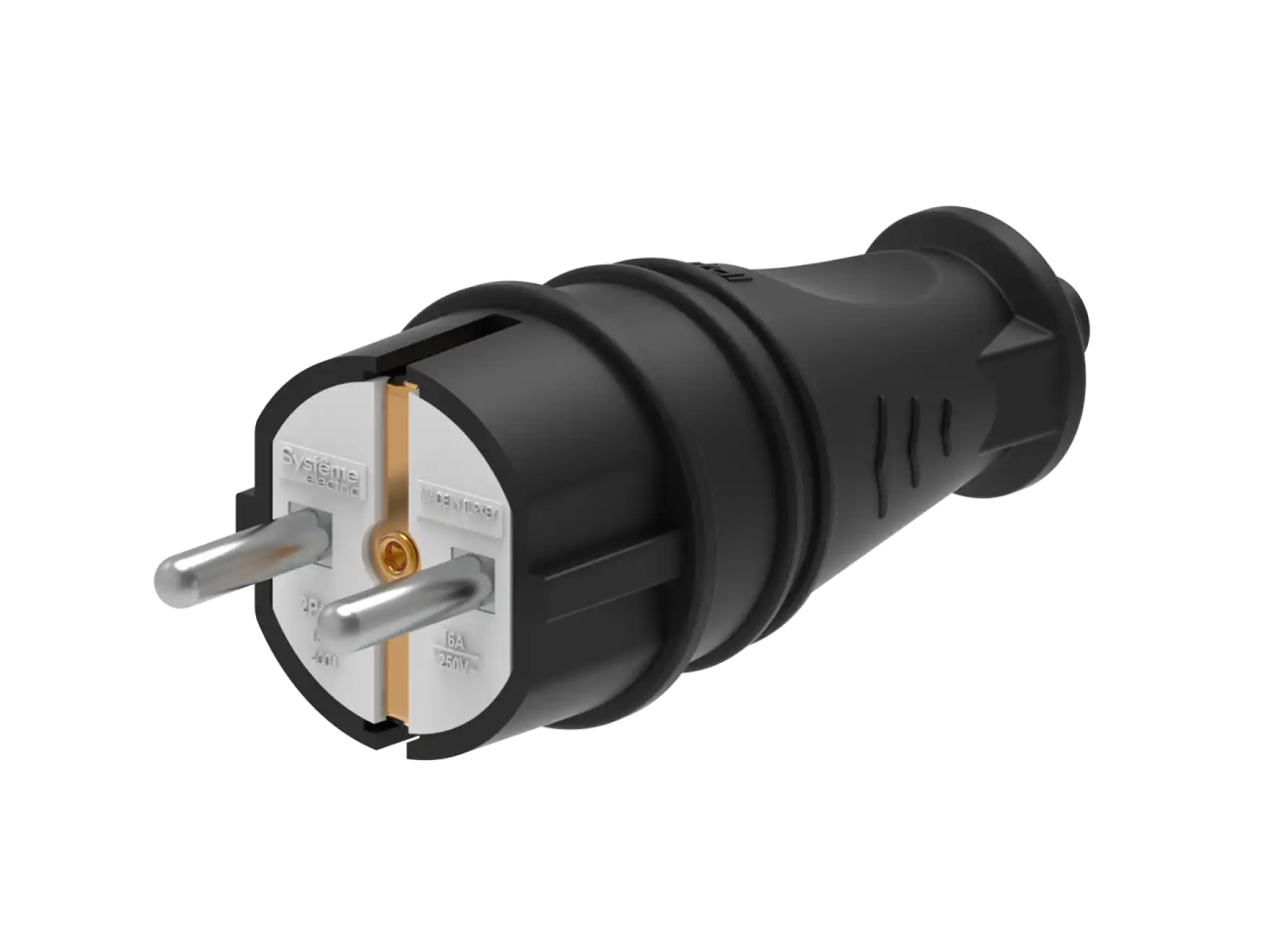 Вилка прямая IP44 черная