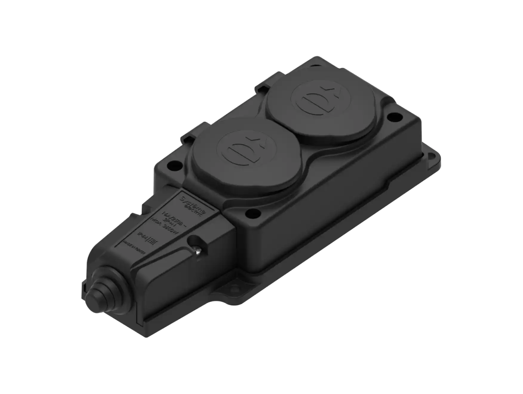 Колодка 2 поста IP44 черная
